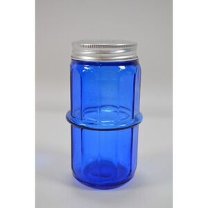 Vintage Cobalt Blue Hoosier Mission Style Ribbed Spice Shaker‎ Rack Jar
